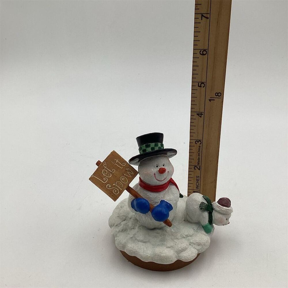 Vintage "Let It Snow"‎ Snowman Figurine Christmas Decor - Picture 4 of 7